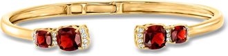 Ross-Simons Garnet and. White Topaz Cuff Bracelet in 18kt Gold Over Sterling