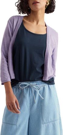 Seasalt Cornwall Vanessa Open Front Organic Cotton Crop Cardigan in Knit Melange Bellflower at Nordstrom, Size 12