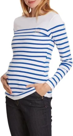 Cache Coeur Benodet Maternity and nursing sailor shirt in White/blue at Nordstrom, Size X-Large