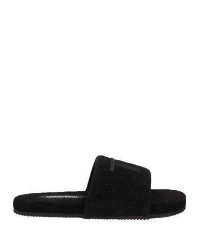 サンダル・ミュール TOM FORD Black Leather Sandals Leather thong sandals in black - Tom Ford | Mytheresa