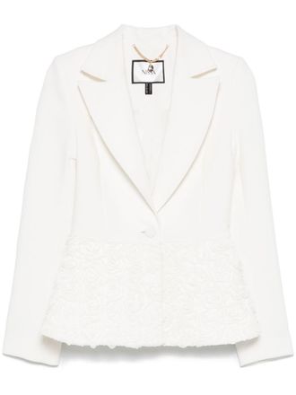 Nissa 3D flowers single-breasted blazer - women - Polyester/Viscose/Elastane/Acetate - 38 - White