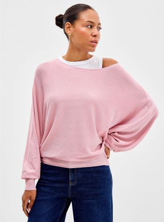 Contemporaine Womens Batwing-sleeve fine-knit sweater