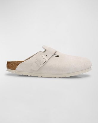 Birkenstock Boston Suede Buckle Slide Clogs
