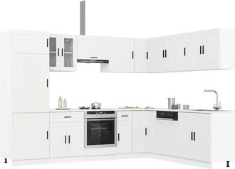 vidaXL Vidaxl - Mueble De Cocina Porto Blanco 14 Piezas Madera Contrachapada