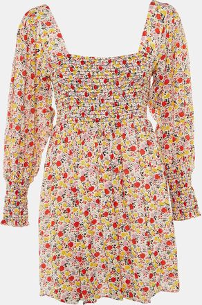 Ganni Ganni White Floral Print Crepe Mini Dress