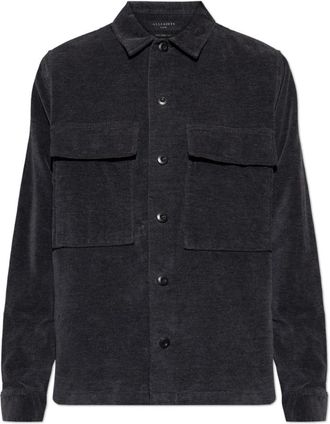AllSaints Hawker Long Sleeve Shirt - Heren - Casual Overhemden - Blauw - S - Katoen - Overhemden