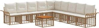 vidaXL Conjunto De Sof&aacute;s De Exterior 10 Uds. 9 Plaza Natural Y Crema Vidaxl