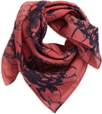 Treasure & Bond Womens Floral Square Bandana in Pink Sketchy Floral at Nordstrom