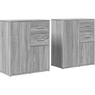 vidaXL Vidaxl - Aparador De Madera De Ingenier&iacute;a 2 Uds Gris Sonoma 60x31x70 Cm