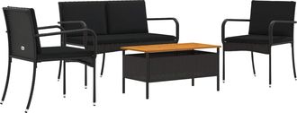 vidaXL Conjunto De Jard&iacute;n Negro Rat&aacute;n Sint&eacute;tico Vidaxl