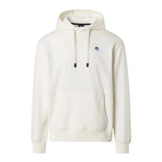 North Sails Hoodies, male, White, Size: 3XL Hoodie with logo patch