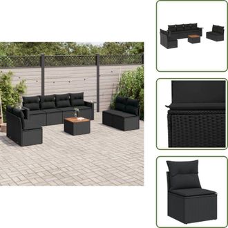 vidaXL Cuscini da seduta - vidaXL Set Divani da Giardino 9 pz con Cuscini Nero in Polyrattan - Rattan PE