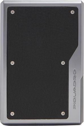 Piquadro Mag Safe Kaarthouder in Aluminium en Leer - Heren - Portefeuilles - Zwart - ONE Size - Leer - Accessoires