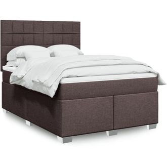 vidaXL Vidaxl - Cama Box Spring Con Colch&oacute;n Tela Marr&oacute;n Oscuro 140x190 Cm