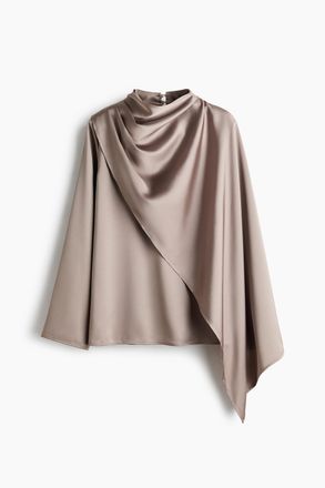 H&M Satinbluse mit Schaldetail - Brown