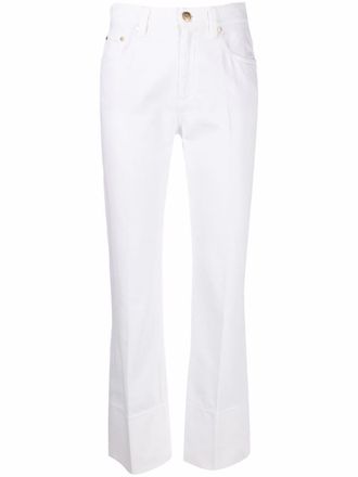 Brunello Cucinelli turn-up hem flared jeans - women - Leather/Cotton/Cotton/Spandex/Elastane - 44 - White