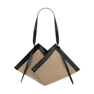 Yuzefi Tote Bags, female, Beige, Size: ONE SIZE Wonton Geometric Suede Tote
