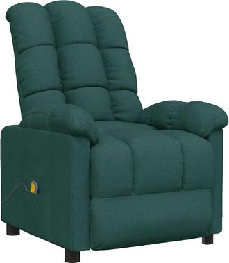 vidaXL Sill&oacute;n De Masaje De Tela Verde Oscuro Vidaxl