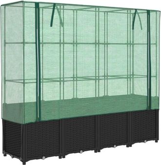 vidaXL Raised Bed with Greenhouse Cover Rattan Look 160x40x153 cm Vidaxl