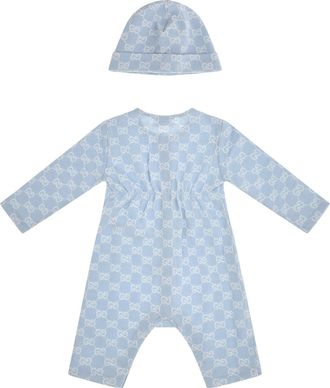 Gucci Boys Gg Cotton Piqu&eacute; Baby Gift Set Blue-White Extras Blue/white
