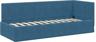 vidaXL Corner Bed Frame with Headboard Blue 80 cm x 200 cm Fabric vidaXL