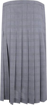Junya Watanabe Pliss&eacute; rok met Glen Check-ruit - Dames - Midirokken - Grijs - M - Wol - Rokken
