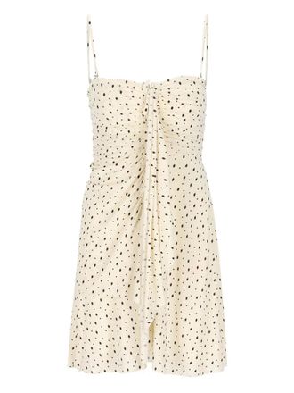 Isabel Marant Gemma dotted gathered mini dress - Neutrals