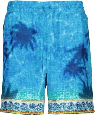 Casablanca Caustics Emblem Silk Shorts - Heren - Korte Broeken - Blauw - M - Korte Broeken