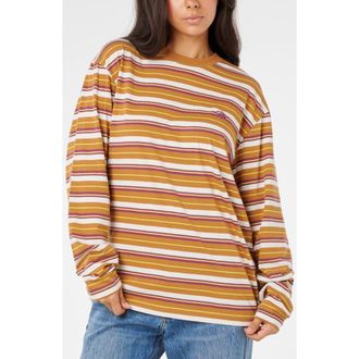 Rip Curl Stripe Long Sleeve T-Shirt in Tan at Nordstrom, Size Xx-Small