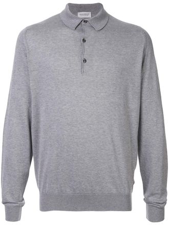 John Smedley long-sleeve polo shirt - men - Cotton - S - Grey