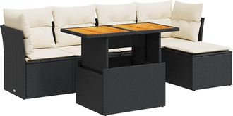 vidaXL Vidaxl - Set Divano Da Giardino 6 Pz Con Cuscini Nero In Polyrattan