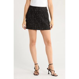 Alice & Olivia Donald Tweed Miniskirt in Black/White at Nordstrom Rack, Size 14