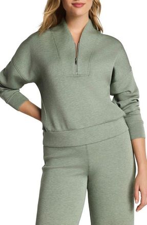 Spanx AirEssentials Shawl Collar Half Zip Pullover in Sage Brush Heather at Nordstrom, Size 1 X