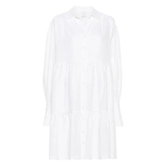 Eleventy Short Dresses, female, White, S, Long Sleeve Dress with Buttons