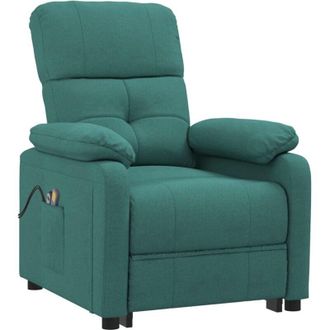 vidaXL Sill&oacute;n De Masaje El&eacute;ctrico Tela Verde Oscuro Vidaxl