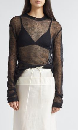 Gia Studios Lanky Superkid Mohair & Extrafine Merino Wool Blend Sweater in Black at Nordstrom, Size 10-12 Us