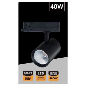 Trade Shop Trade Shop - Led Faretto 40 W Per Binaria Track Trifase Faro Luce Naturale 4000k Ip20 Pt4-40 W - Negro