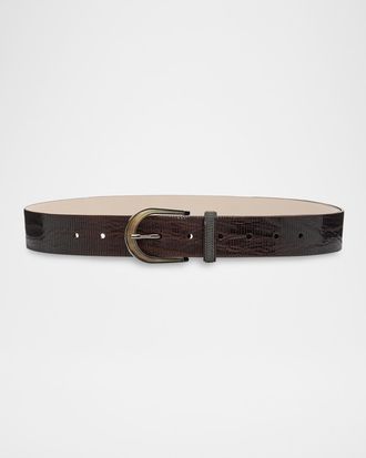 Brunello Cucinelli Lizard-Effect Leather Belt