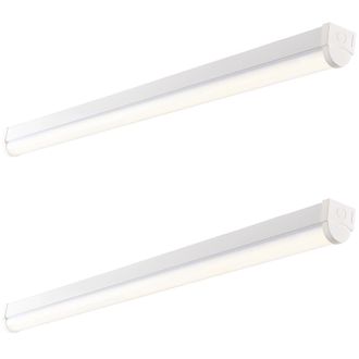 Loops 2 PACK 5ft Emergency Batten Light - 41W Cool White LED - Gloss White & Opal