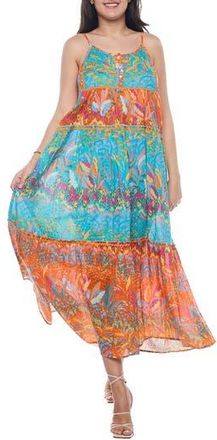 Ranee’s Button Half Placket Cotton Maxi Sundress in Blue at Nordstrom Rack