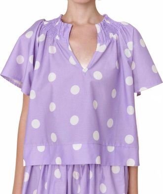 Vix Natalie Smocked Neck Blouse In Freesia Dots