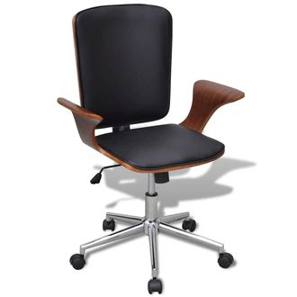 vidaXL Vidaxl - Silla De Oficina Giratoria Madera Curvada Y Cuero Artificial