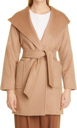Max Mara Rialto Hooded Camel Hair Wrap Coat at Nordstrom, Size 10