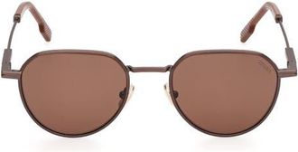 Ermenegildo Zegna 54mm Round Sunglasses in Antique Copper /Light Brown at Nordstrom