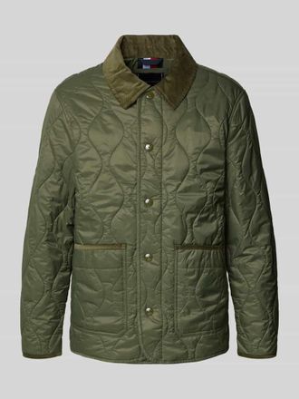 Tommy Hilfiger Regular Fit Steppjacke mit Cord-Kragen in Oliv, Gr&ouml;&szlig;e XXL