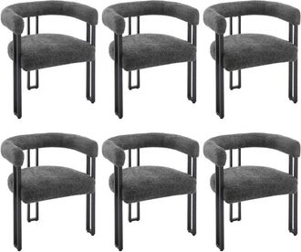 Woltu 6x Sedie da Pranzo Sedie da Cucina con Gambe in Metallo per Sala da Pranzo, Ciniglia, Grigio Scuro