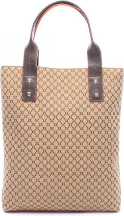 Celine Beige Brown Canvas Leather Handbag Tote Bag (Pre-Owned)