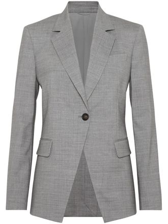 Brunello Cucinelli Gem&ecirc;leerde blazer met enkele rij knopen - Grijs