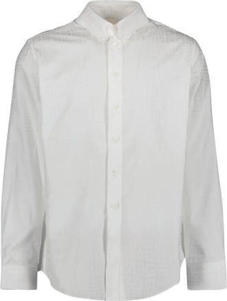 Givenchy Witte Klassieke Overhemd met 4G Print - Heren - Zakelijke Overhemden - Wit - XL - Katoen - Overhemden
