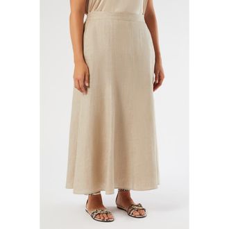 Marina Rinaldi Scamera Flax Linen Midi Skirt in Sand at Nordstrom, Size 12 W